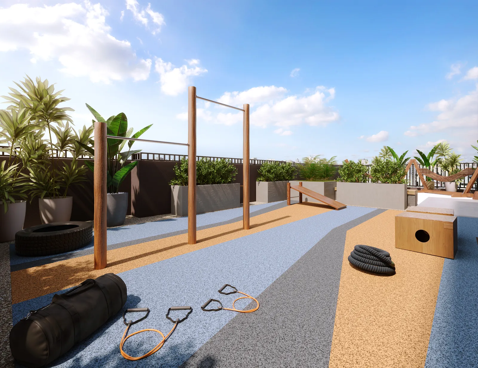 Fitness externo no rooftop